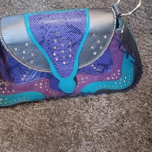 Hot in Hollywood Silver and Purple Shoulder Bag